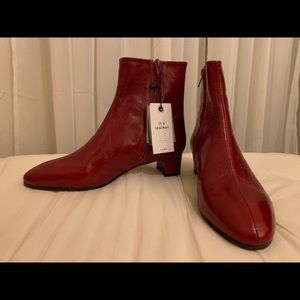 Red leather Zara boots, size 6.5